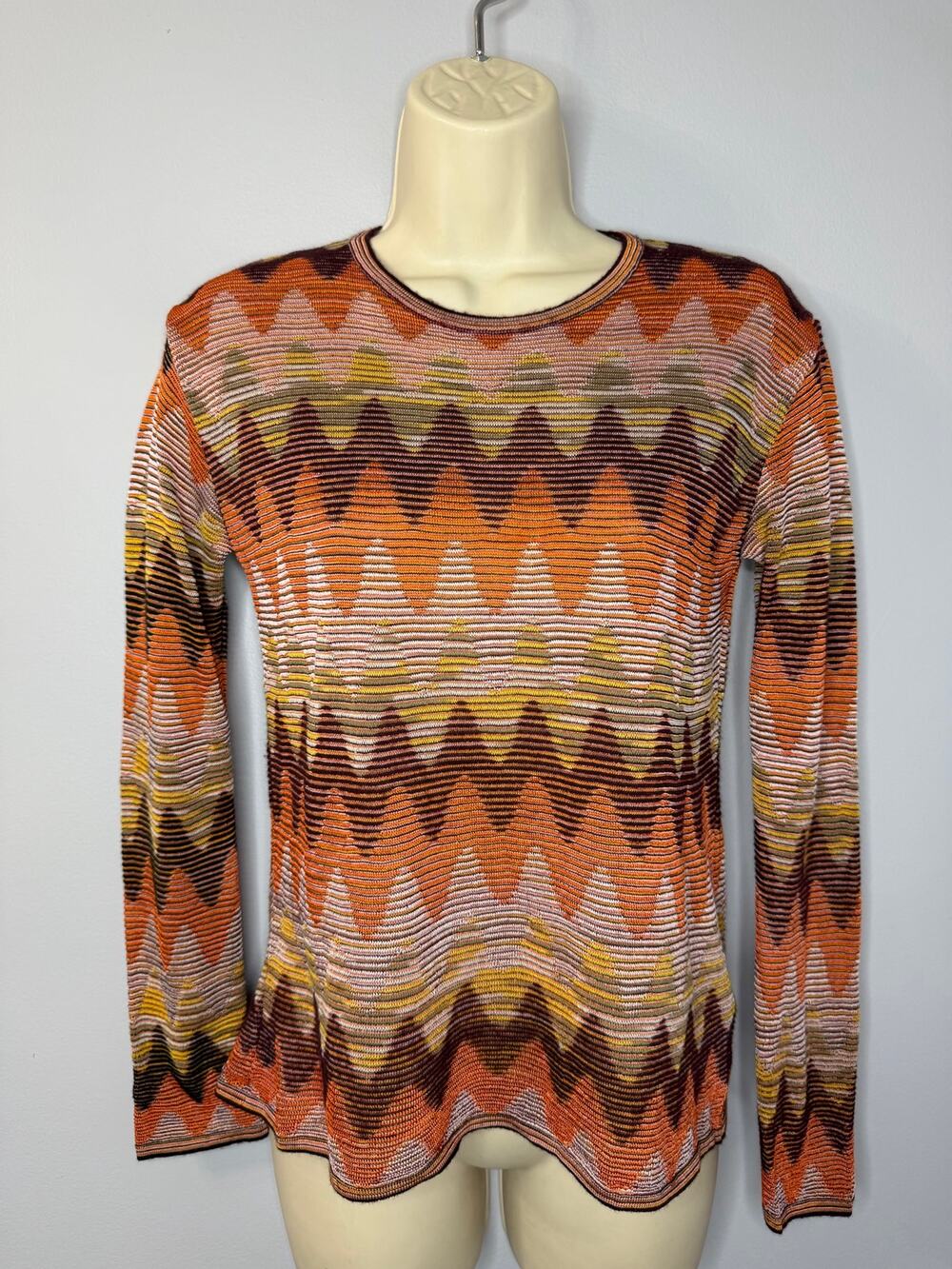 Missoni Signature Chevron Print Wool Knitted Lightweight Long sleeves Sweater M